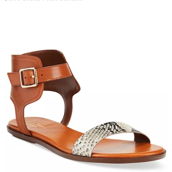 LeatherSandal COLE HAAN Barra Snake embossed LEATHER Minimalist Greek Sandal 9 - Picture 5 of 9